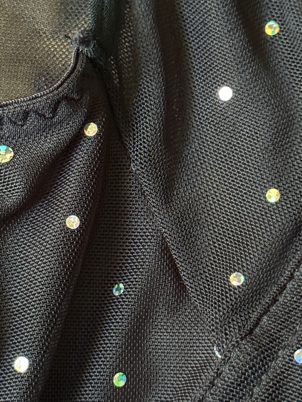 Black Rhinestone Mesh Long-Sleeve Bodysuit - Picture 5 of 7